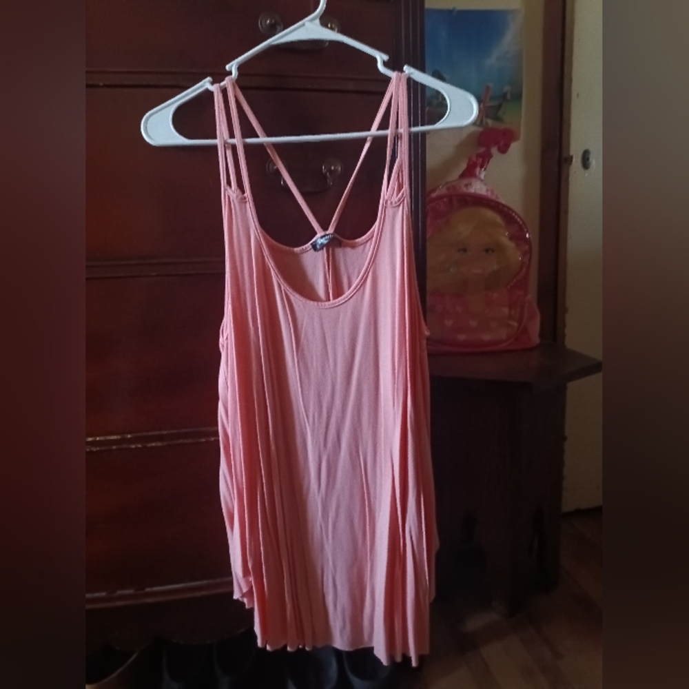 Pink Strappy Flowy Tank Top NWOT